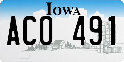 IA license plate ACO491