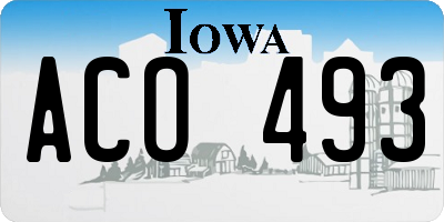 IA license plate ACO493