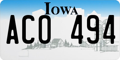 IA license plate ACO494