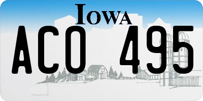 IA license plate ACO495