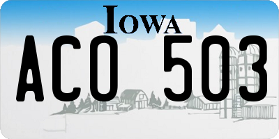 IA license plate ACO503