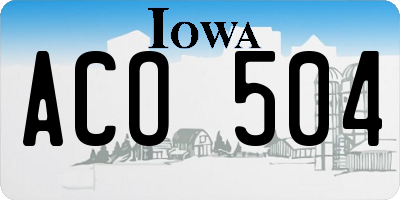 IA license plate ACO504