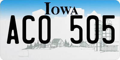 IA license plate ACO505