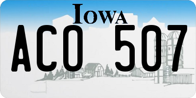 IA license plate ACO507