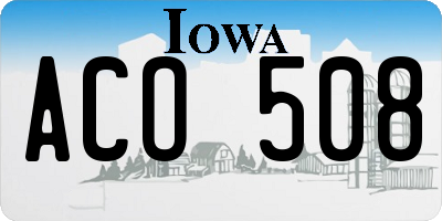 IA license plate ACO508