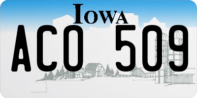 IA license plate ACO509