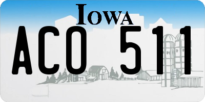 IA license plate ACO511