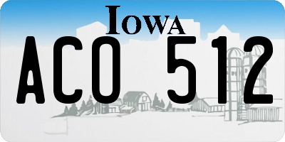 IA license plate ACO512