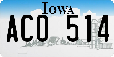 IA license plate ACO514