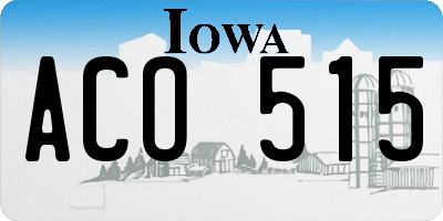 IA license plate ACO515