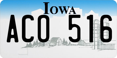 IA license plate ACO516
