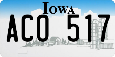 IA license plate ACO517
