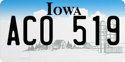 IA license plate ACO519