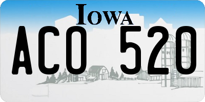 IA license plate ACO520