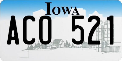 IA license plate ACO521