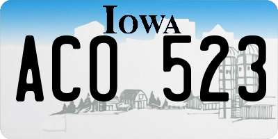IA license plate ACO523