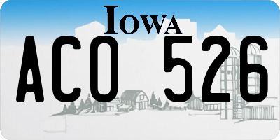 IA license plate ACO526