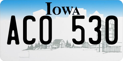 IA license plate ACO530