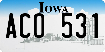IA license plate ACO531
