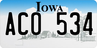 IA license plate ACO534