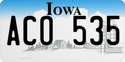 IA license plate ACO535