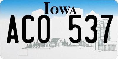 IA license plate ACO537