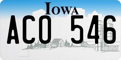 IA license plate ACO546