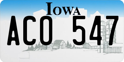 IA license plate ACO547