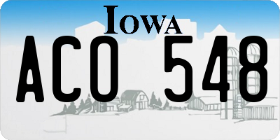 IA license plate ACO548
