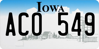 IA license plate ACO549