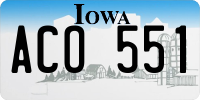 IA license plate ACO551