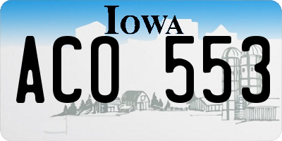 IA license plate ACO553