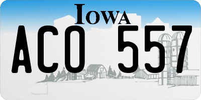 IA license plate ACO557