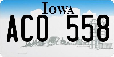IA license plate ACO558