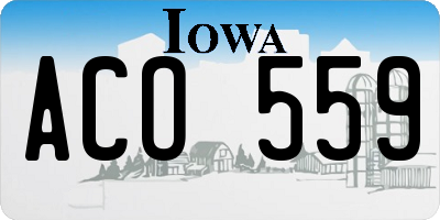 IA license plate ACO559