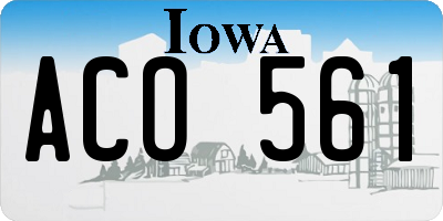 IA license plate ACO561