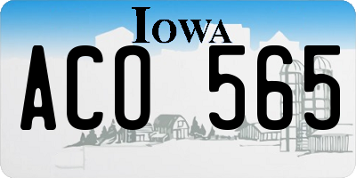 IA license plate ACO565