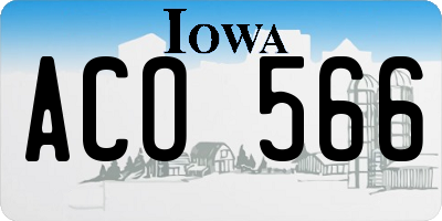 IA license plate ACO566