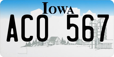 IA license plate ACO567