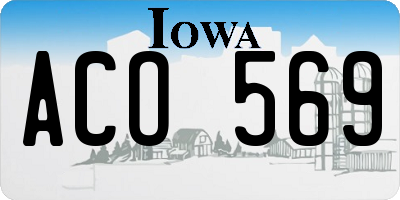IA license plate ACO569