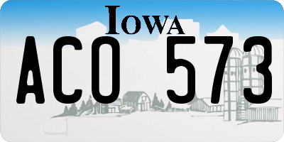 IA license plate ACO573