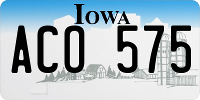 IA license plate ACO575