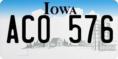IA license plate ACO576
