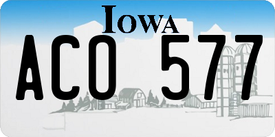 IA license plate ACO577