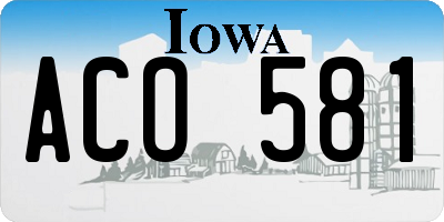 IA license plate ACO581