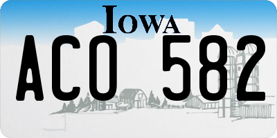 IA license plate ACO582