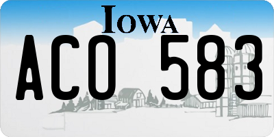 IA license plate ACO583