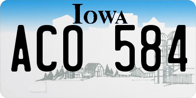IA license plate ACO584