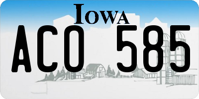 IA license plate ACO585
