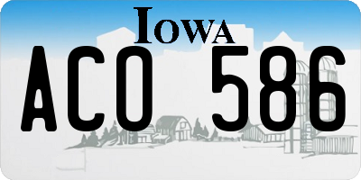 IA license plate ACO586